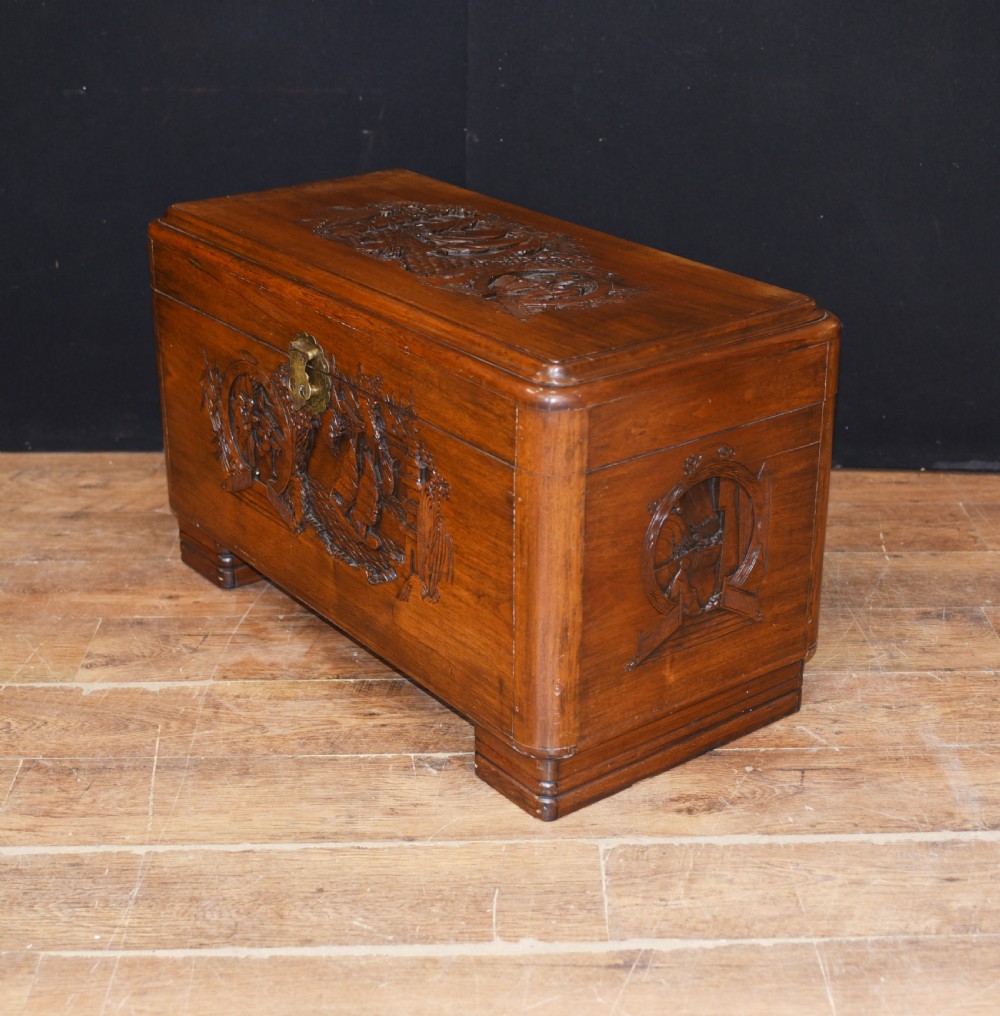 Antique Chinese Camphor Chest - Hand Carved Trunk Circa 1920 View VII