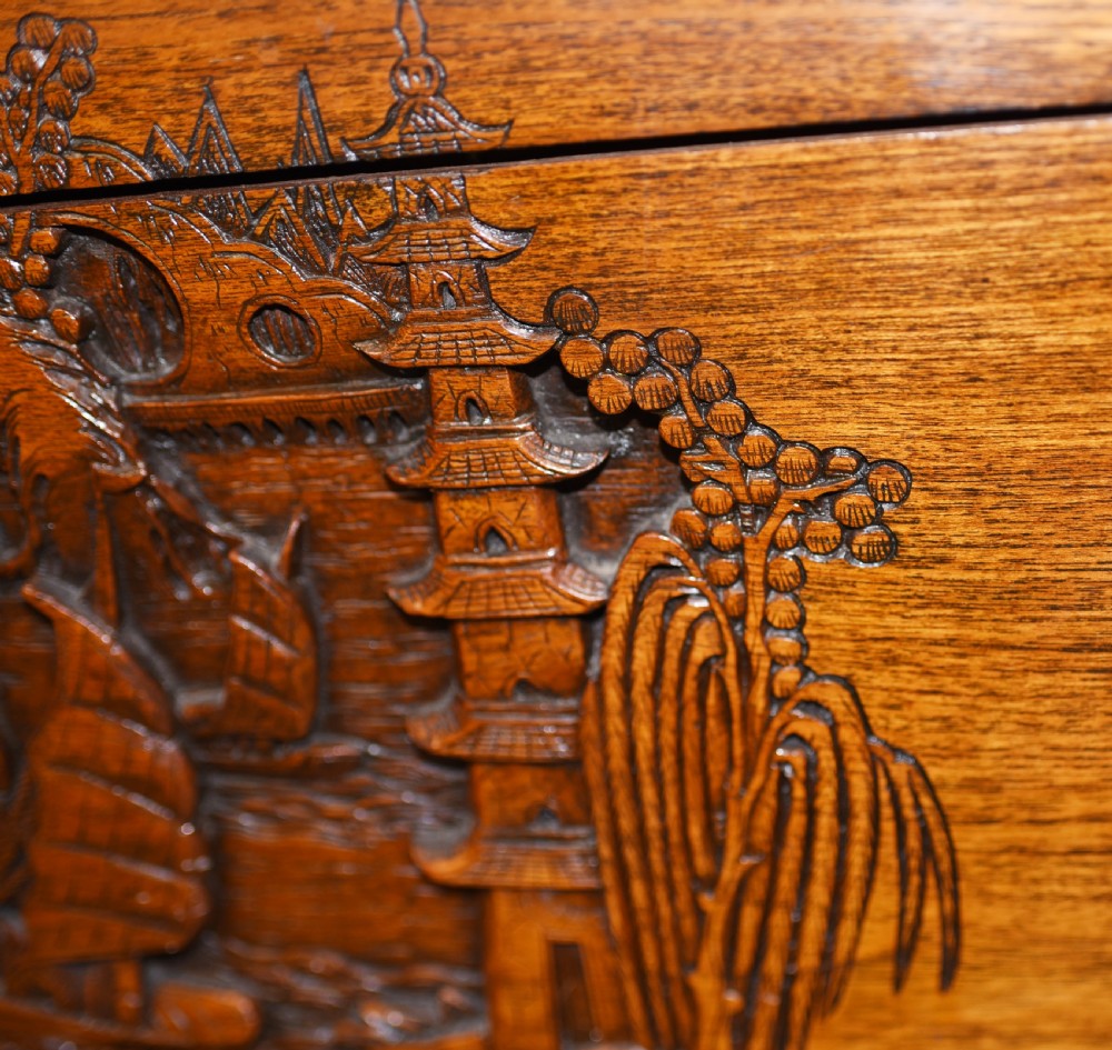 Antique Chinese Camphor Chest - Hand Carved Trunk Circa 1920 View X