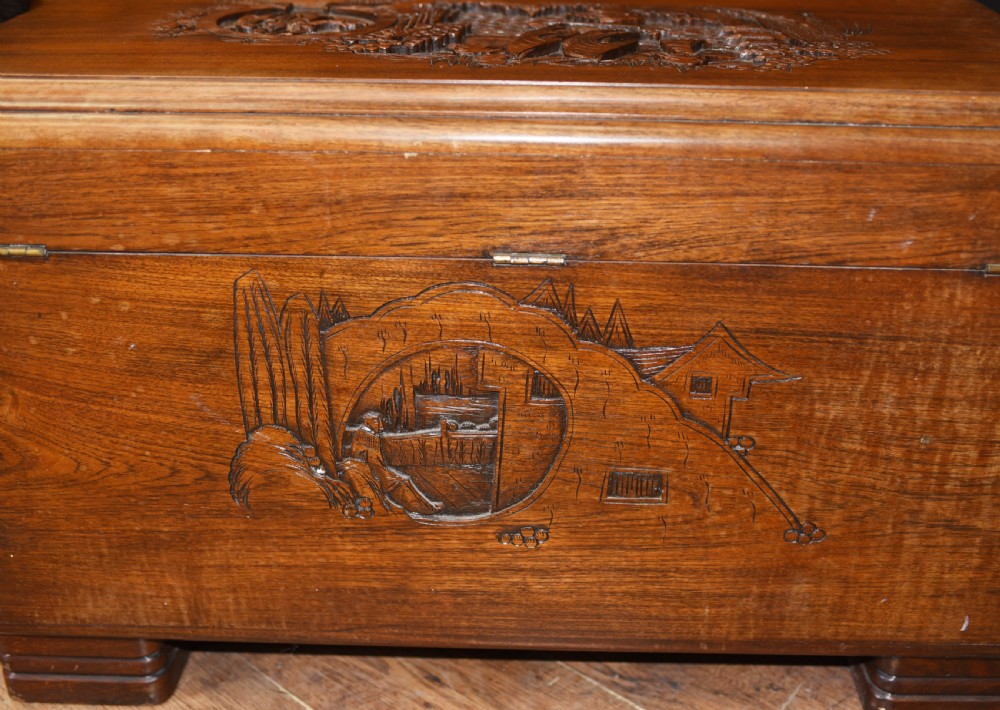 Antique Chinese Camphor Chest - Hand Carved Trunk Circa 1920 View XII
