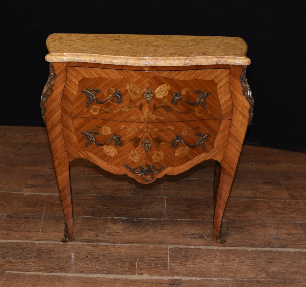 Antique French Commode Nightstand - Bombe Chest