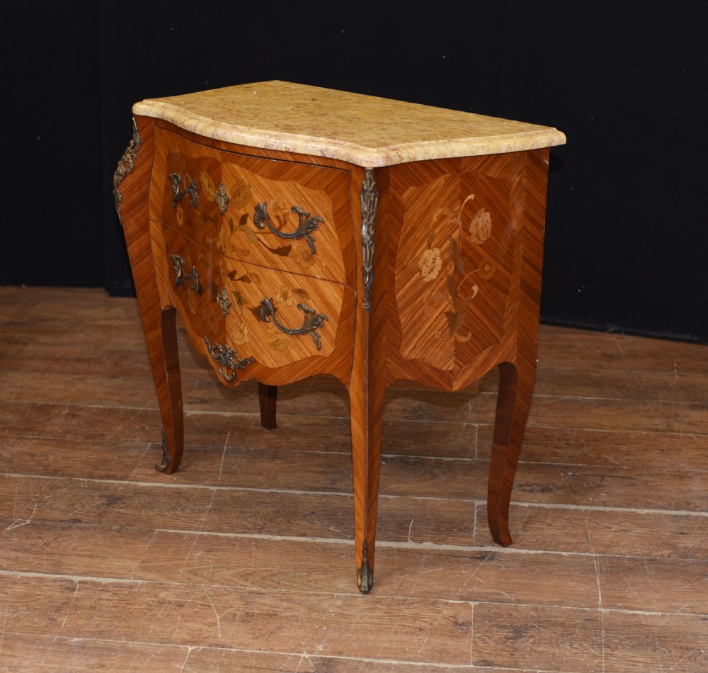 Antique French Commode Nightstand - Bombe Chest View III