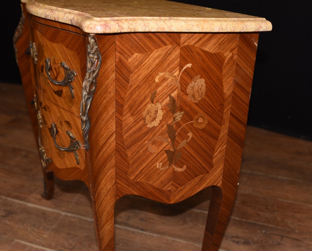 Antique French Commode Nightstand - Bombe Chest View V