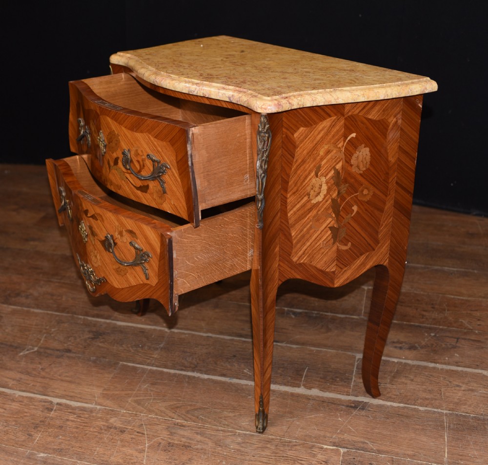 Antique French Commode Nightstand - Bombe Chest View VI