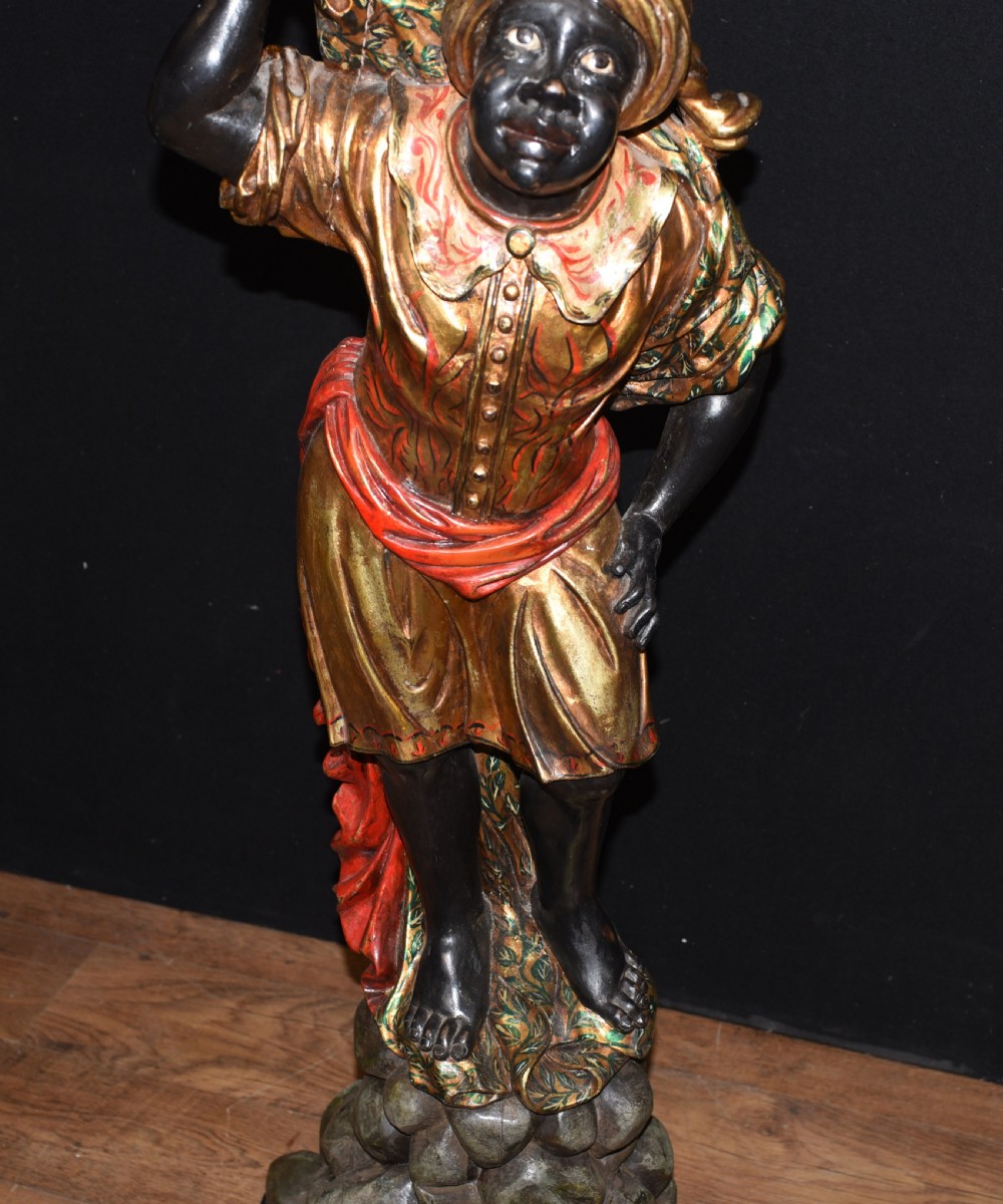 Pair Venetian Blackamoor Figurines - Antique Clam Shell Planter Stands View IV
