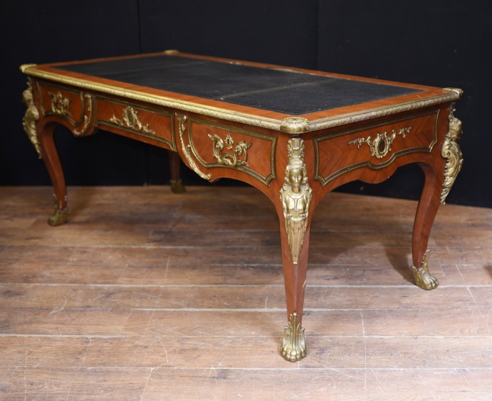 Antique Bureau Plat Desk - French Empire 1930 View VI