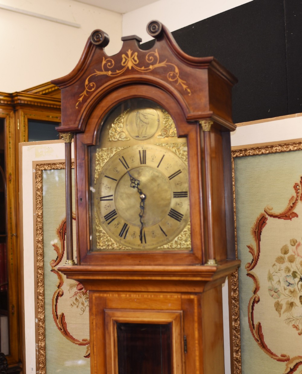Antique Grandfather Clock 1910 - Edwardian Brass Face View III