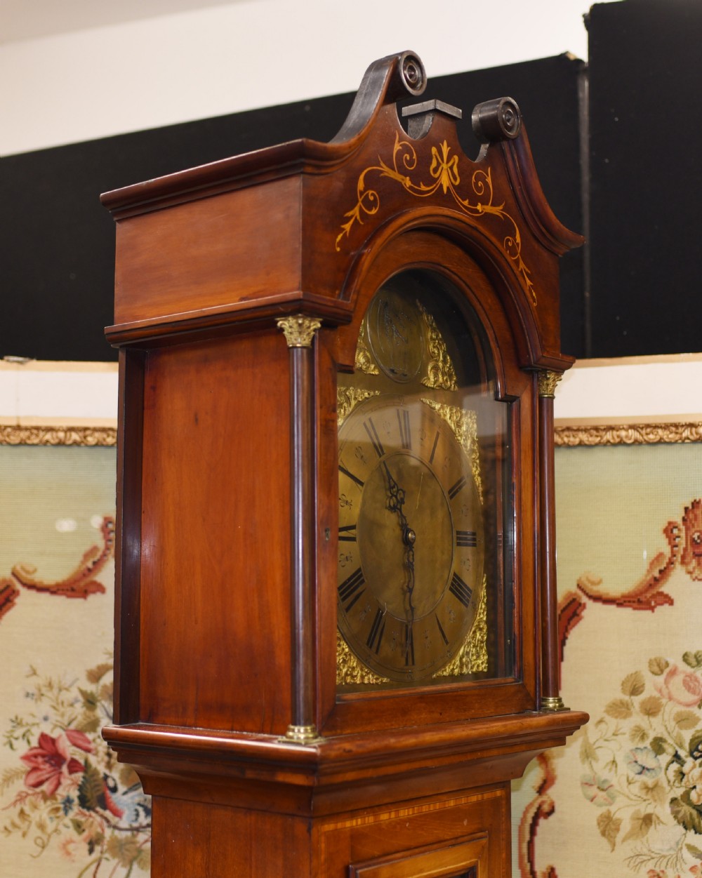 Antique Grandfather Clock 1910 - Edwardian Brass Face View XI