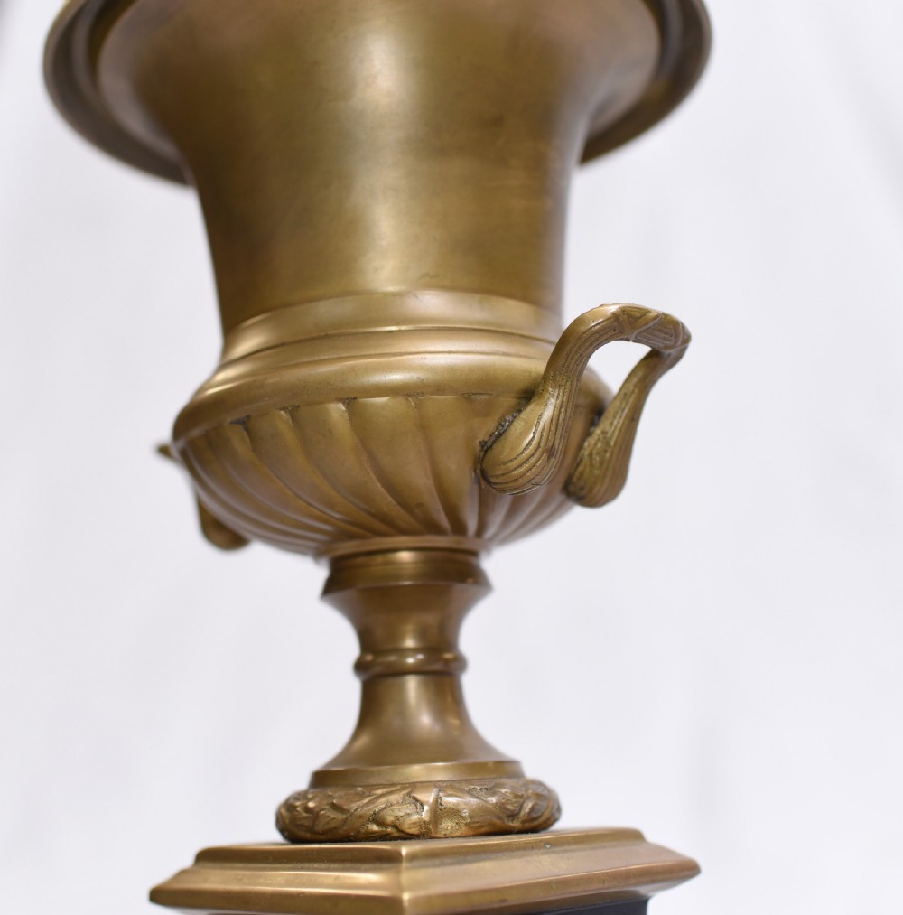Pair Antique Bronze Campana Urns - French Empire Medici View IV