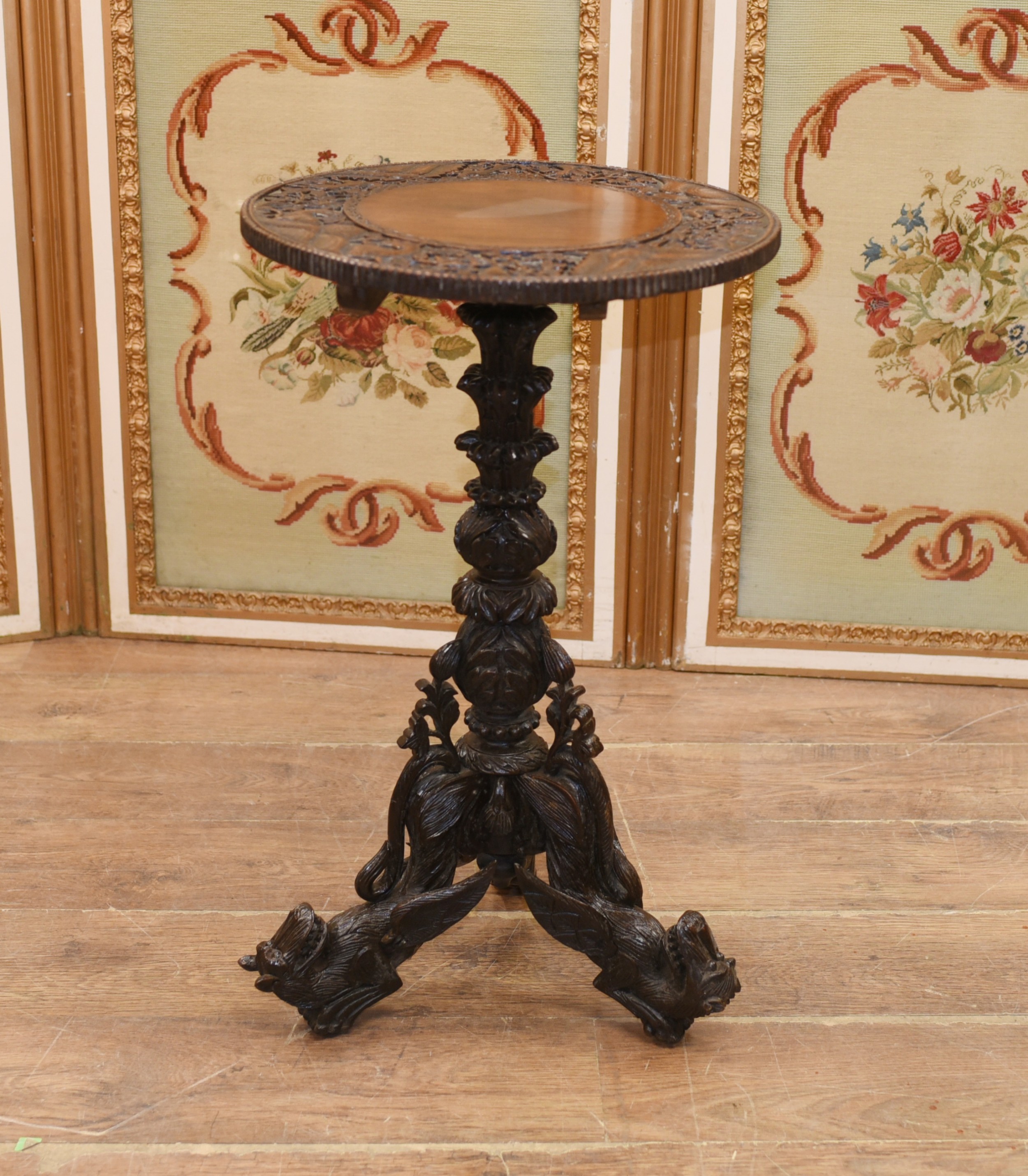 Carved Burmese Side Table - Antique Burma 1890