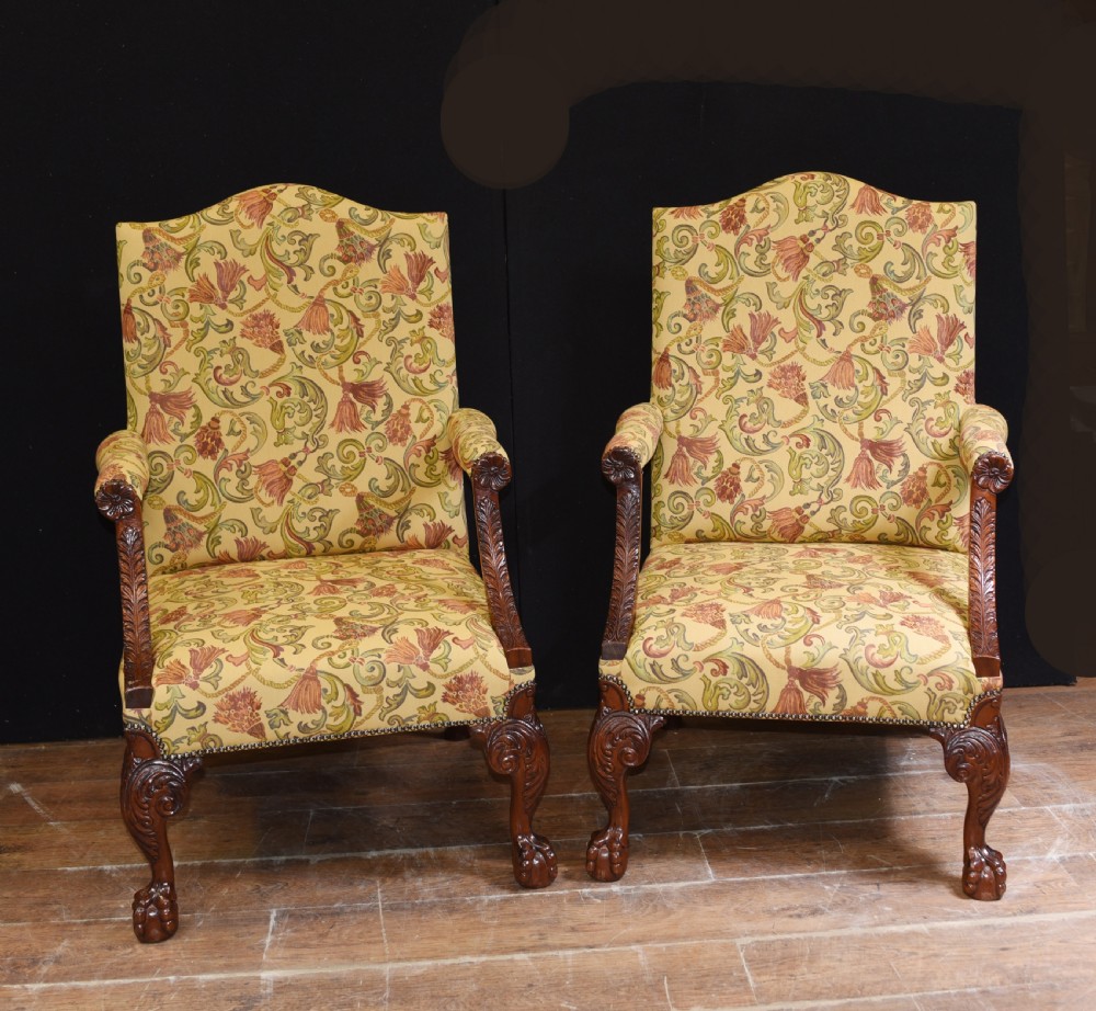 Pair English Antique Arm Chairs
