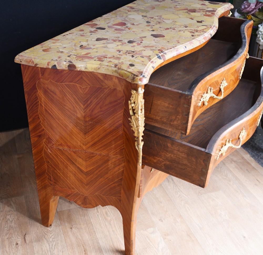 French Chest of Drawers - Antique Kingwood Bombe Commode View IV