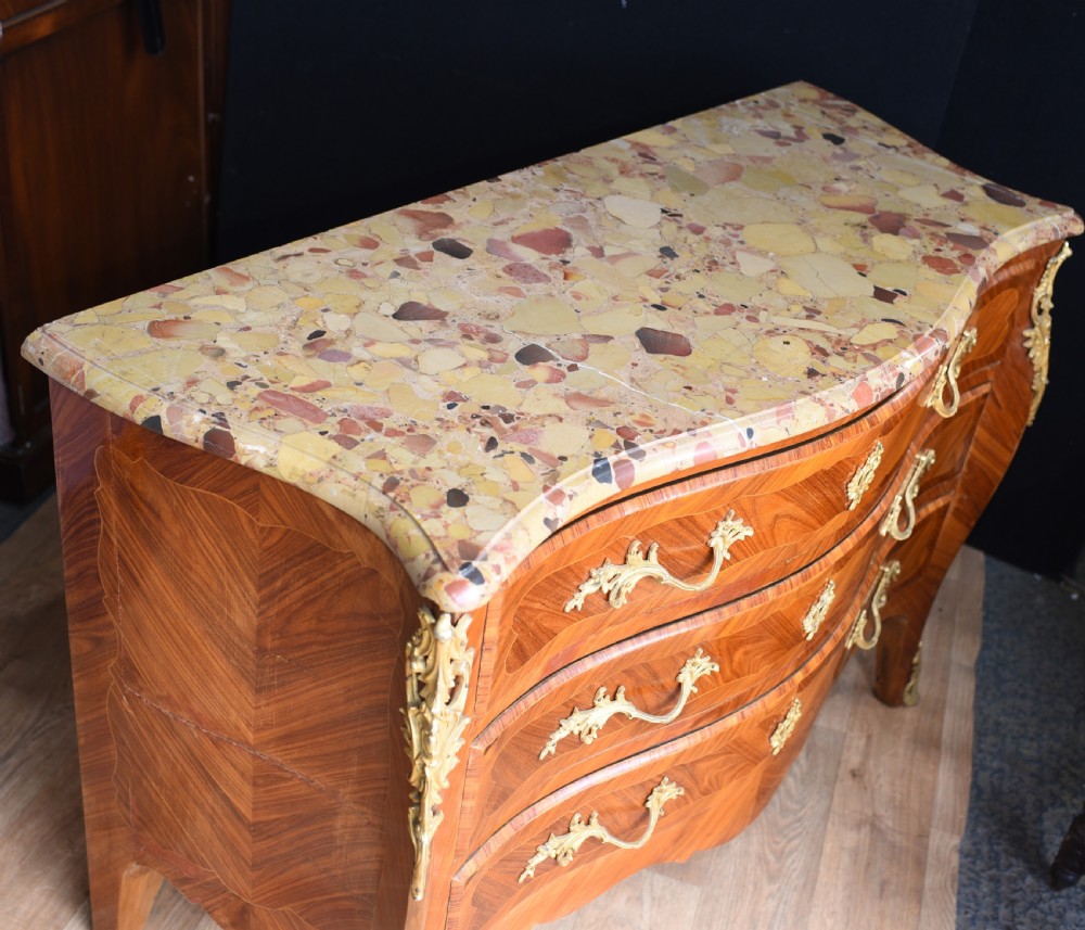 French Chest of Drawers - Antique Kingwood Bombe Commode View VI