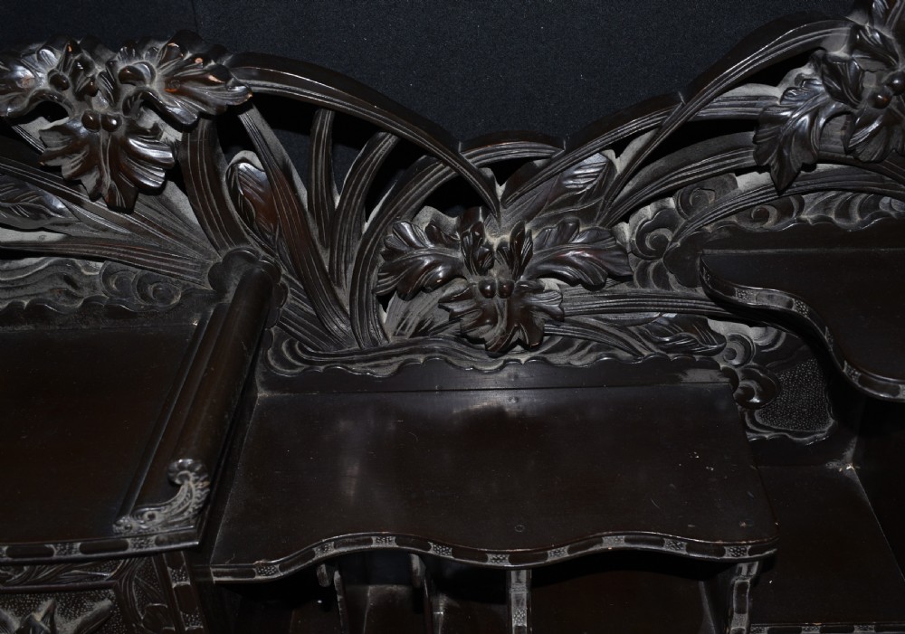 Antique Japanese Desk and Chair Set - Carved Hardwood 1880 View VI