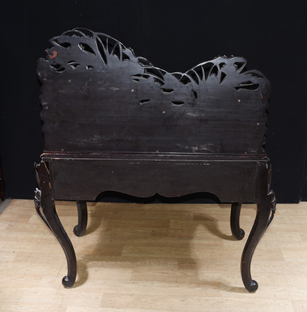 Antique Japanese Desk and Chair Set - Carved Hardwood 1880 View XVI