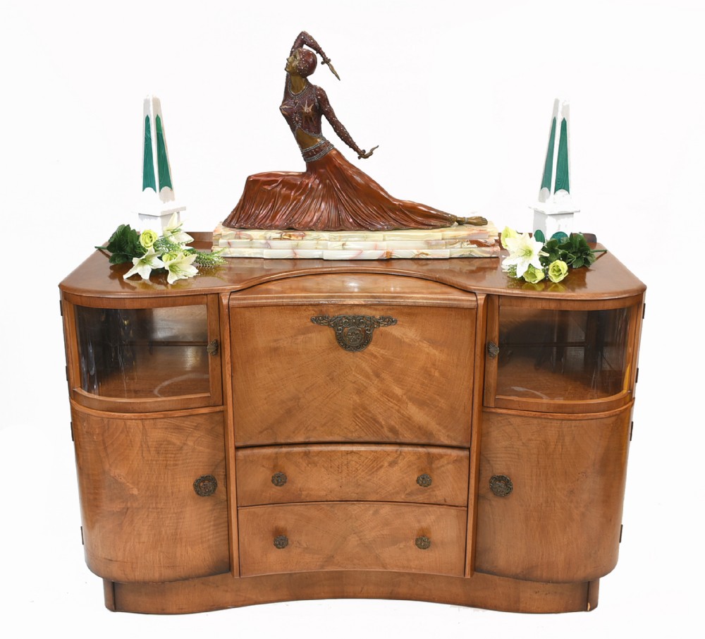 Art Deco Drinks Cabinet Walnut Vintage 1930s