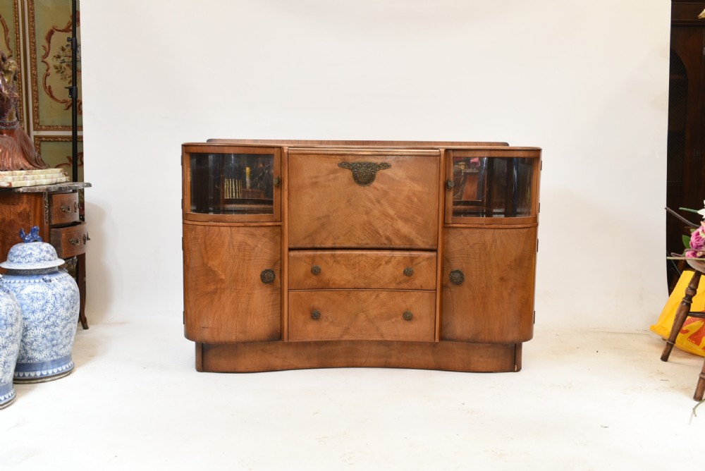 Art Deco Drinks Cabinet Walnut Vintage 1930s View III