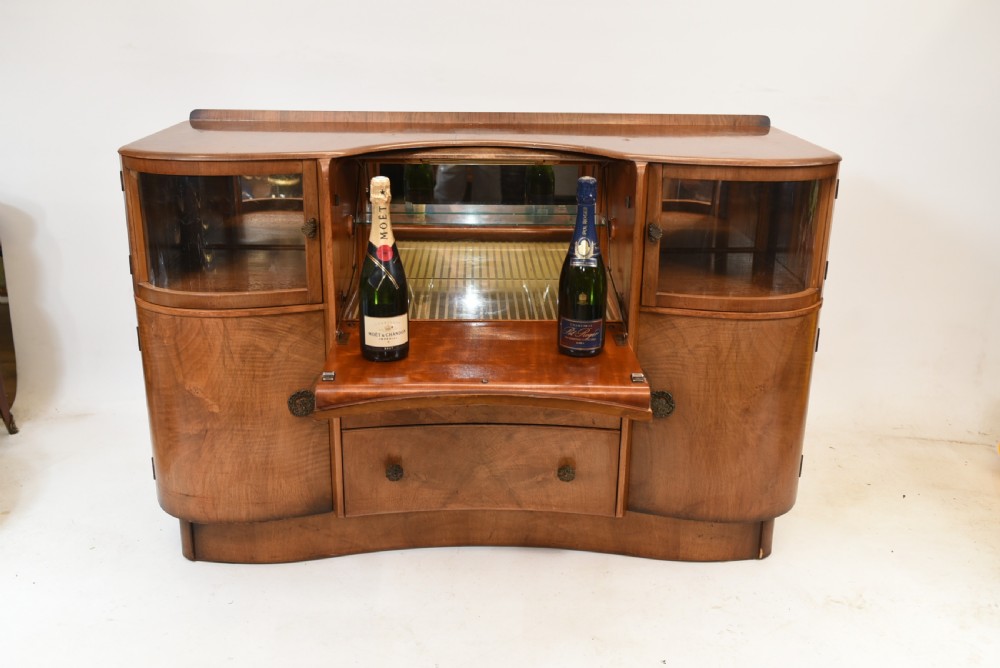 Art Deco Drinks Cabinet Walnut Vintage 1930s View IV