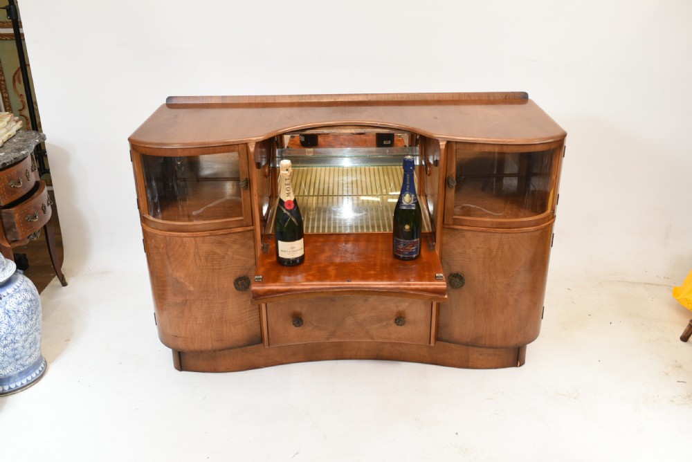 Art Deco Drinks Cabinet Walnut Vintage 1930s View VI