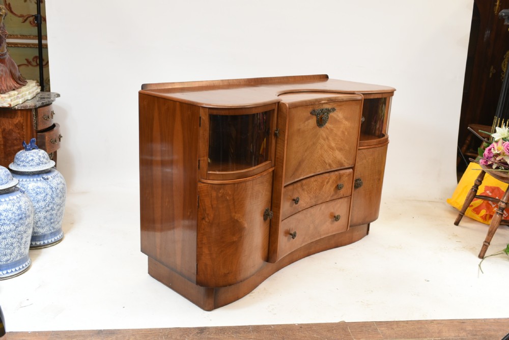 Art Deco Drinks Cabinet Walnut Vintage 1930s View IX