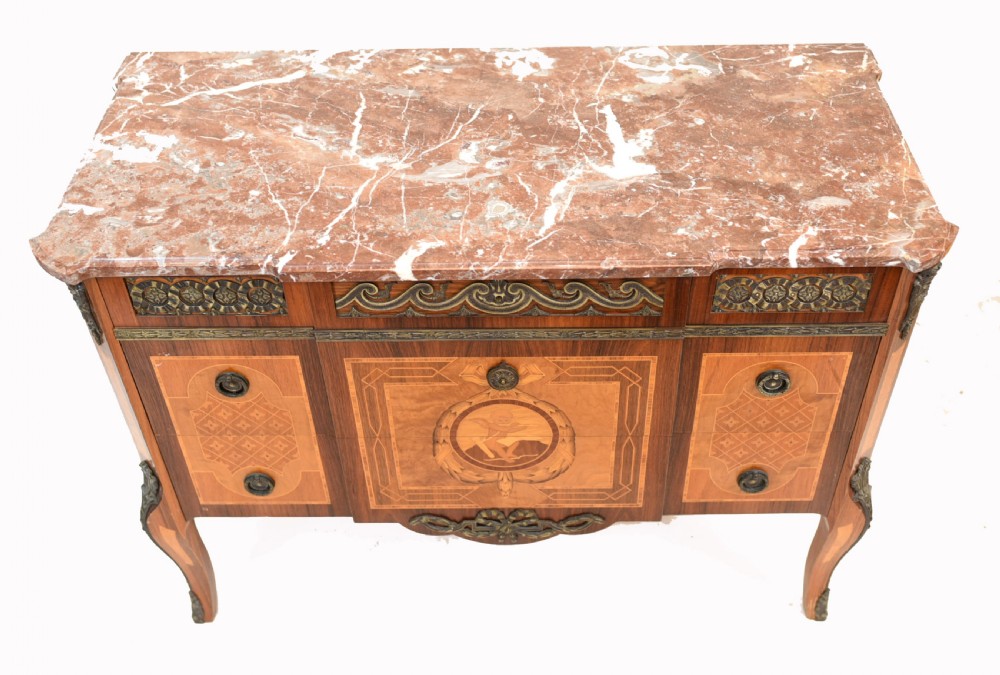 Scandanavian Commode Marquetry Chest of Drawers 1920 View IV