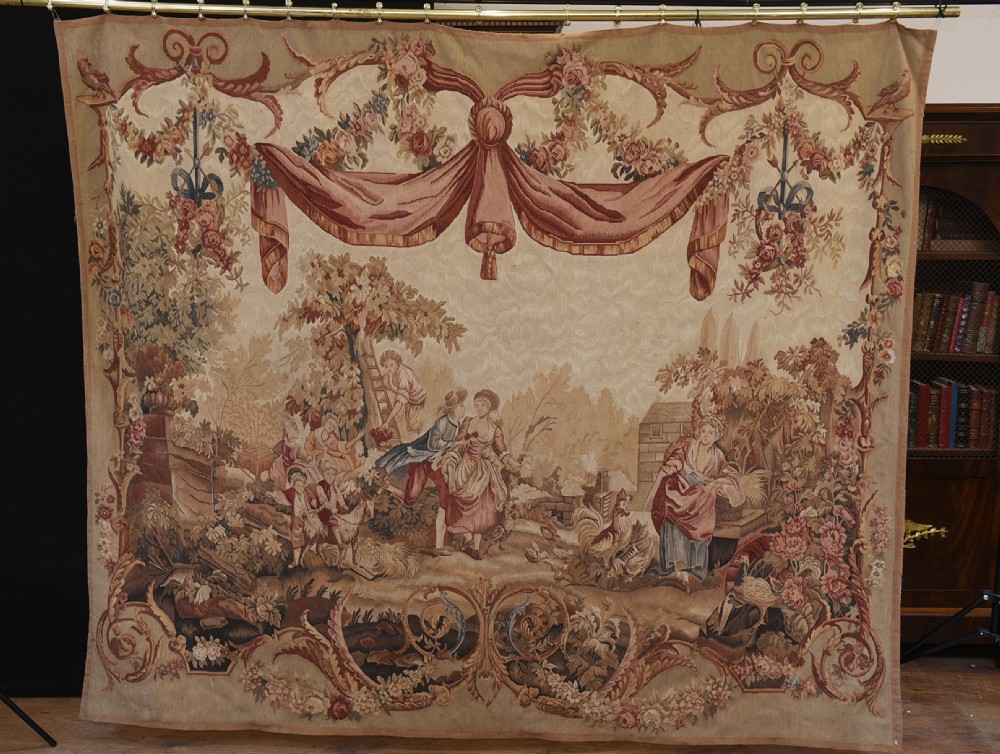 Antique French Tapestry Classical Courtly Love Romance 1860