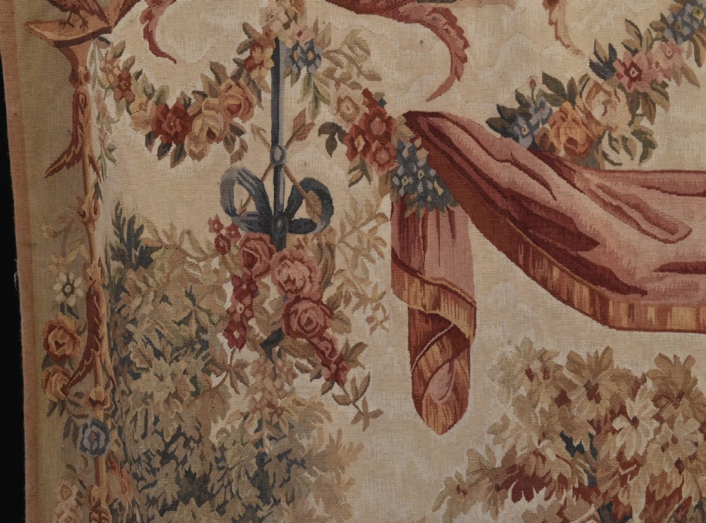 Antique French Tapestry Classical Courtly Love Romance 1860 View III