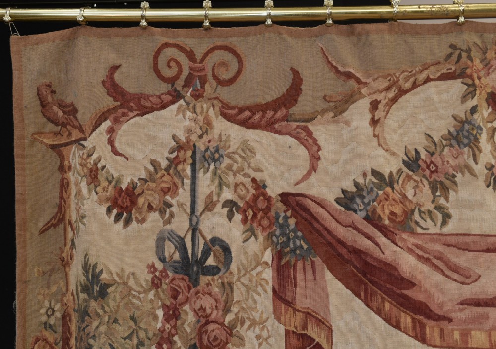 Antique French Tapestry Classical Courtly Love Romance 1860 View V