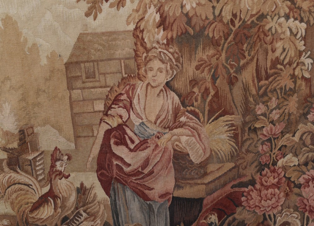 Antique French Tapestry Classical Courtly Love Romance 1860 View IX