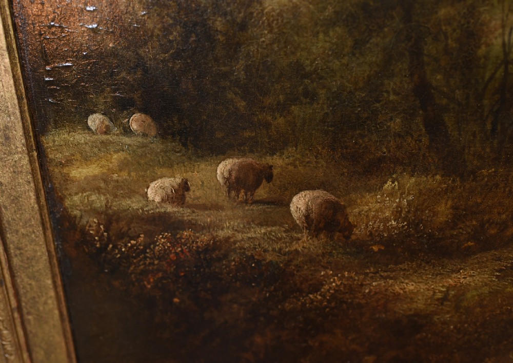 Victorian Oil Painting English Norfolk Landscape Rustic Circa 1860 Arcadia View IV
