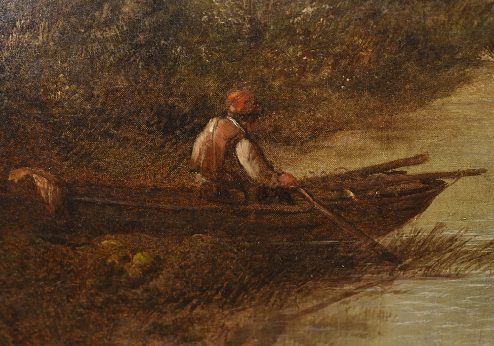 Victorian Oil Painting English Norfolk Landscape Rustic Circa 1860 Arcadia View VI