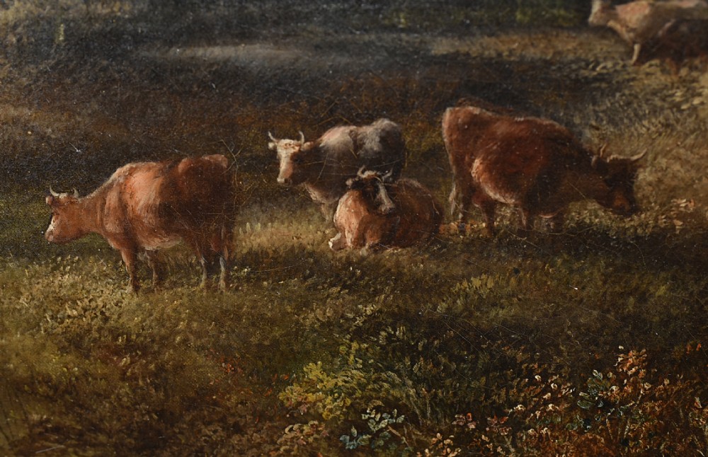 Victorian Oil Painting English Norfolk Landscape Rustic Circa 1860 Arcadia View VIII