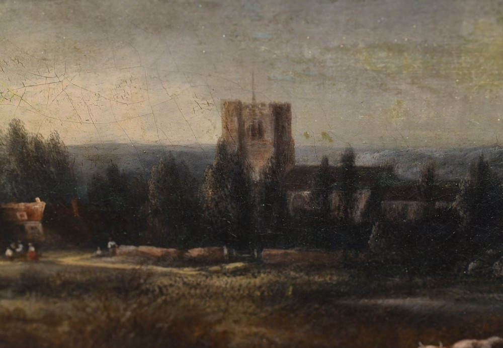 Victorian Oil Painting English Norfolk Landscape Rustic Circa 1860 Arcadia View IX