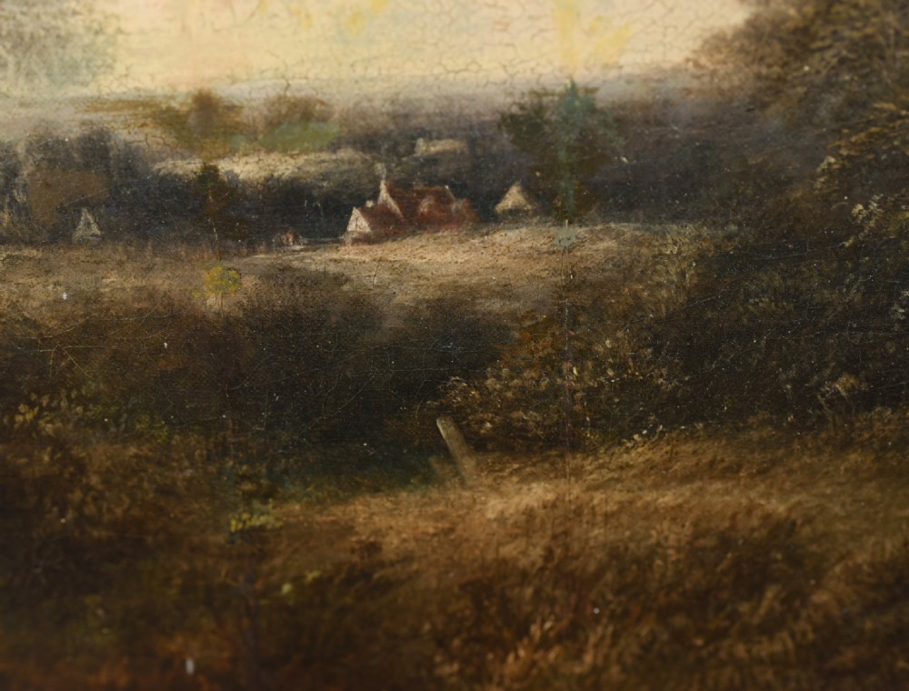 Victorian Oil Painting English Norfolk Landscape Rustic Circa 1860 Arcadia View XII