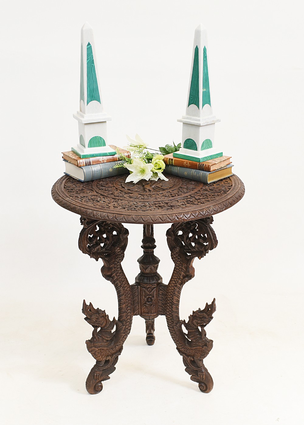 Burmese Side Table Antique Carved Burma Furniture View VI