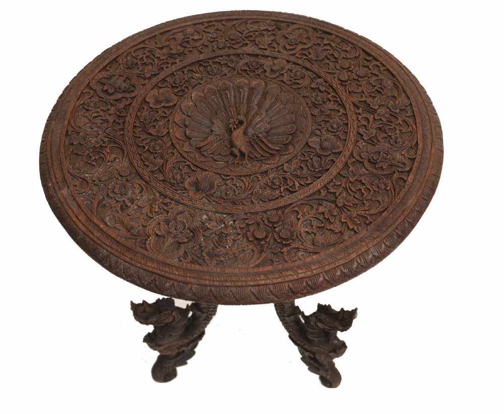 Burmese Side Table Antique Carved Burma Furniture View II