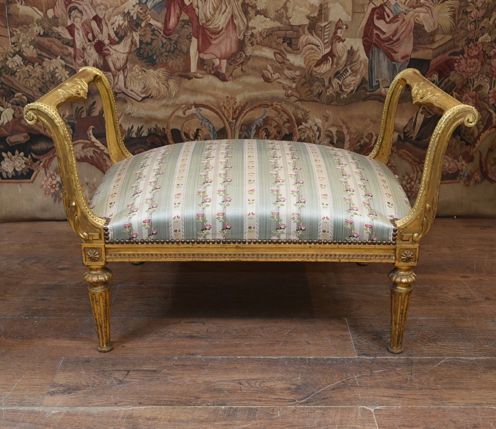 French Gilt Stool Antique Empire Seat 1920