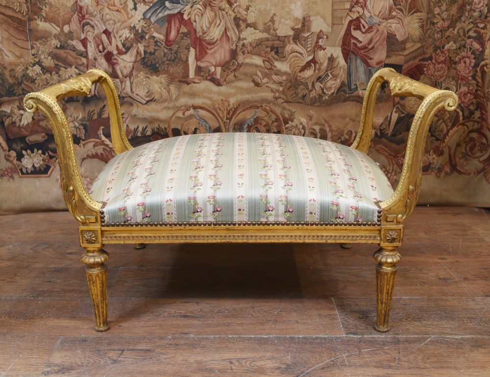 French Gilt Stool Antique Empire Seat 1920 View III