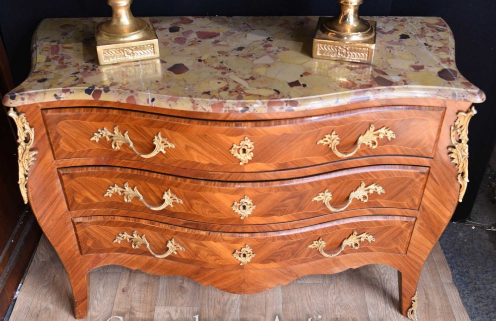 French Chest of Drawers - Antique Kingwood Bombe Commode