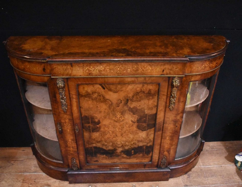 Victorian Antique Credenza Cabinet Bow End 1860