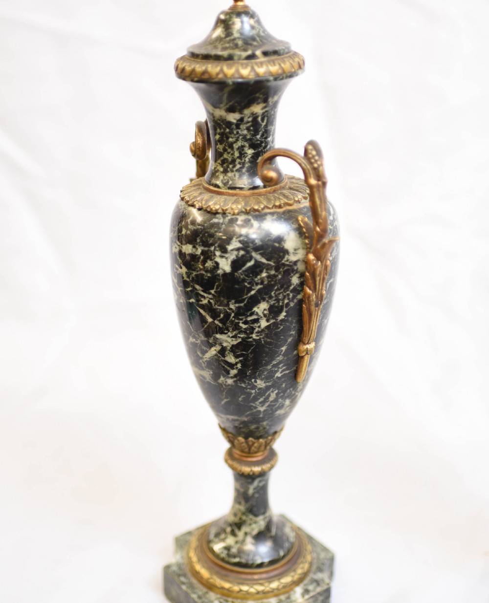 Pair French Marble Urns - Antique Empire Cassoulet Vases View VII