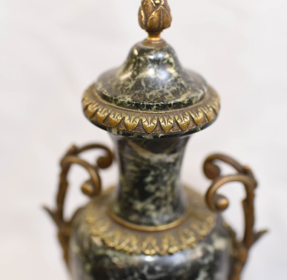 Pair French Marble Urns - Antique Empire Cassoulet Vases View VIII