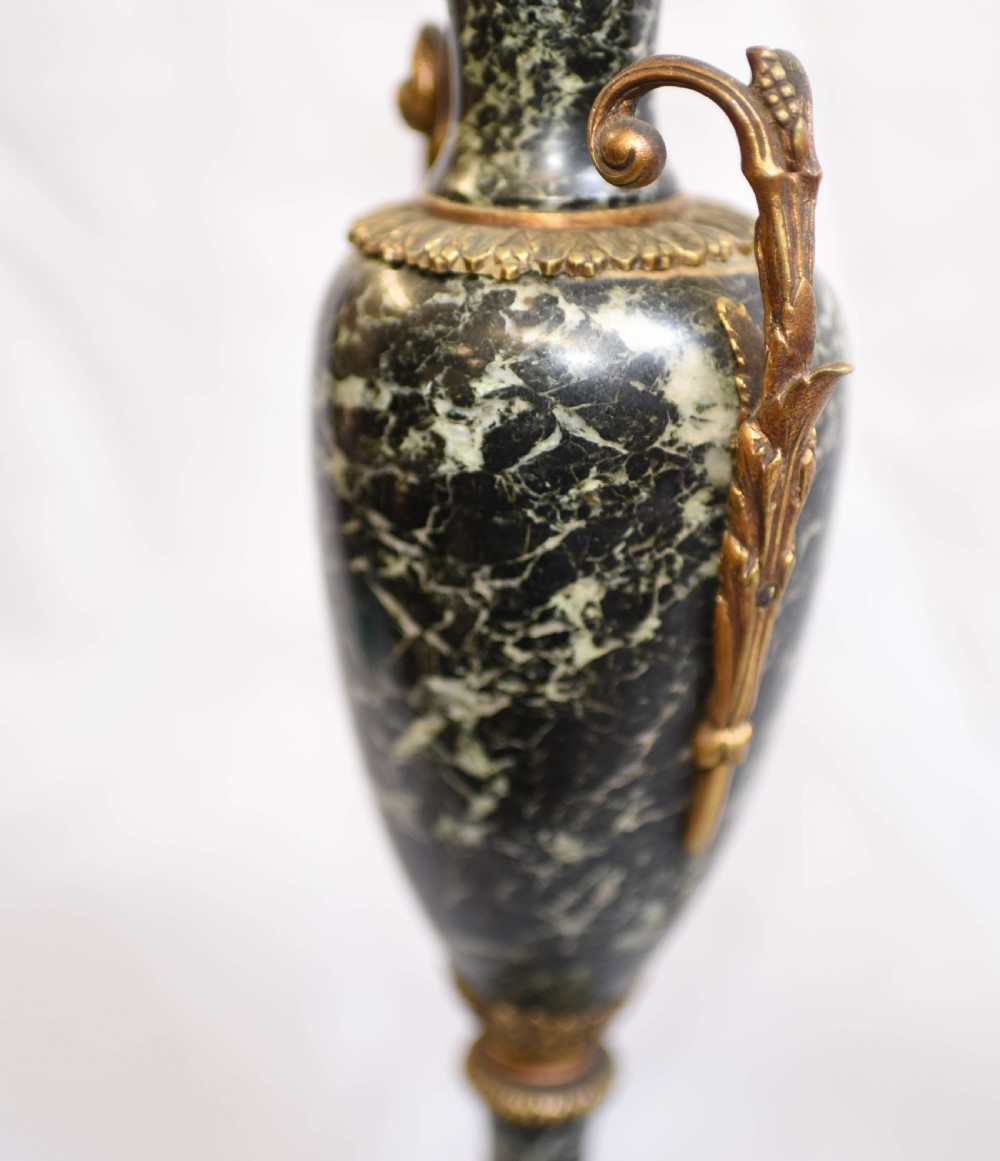 Pair French Marble Urns - Antique Empire Cassoulet Vases View IX