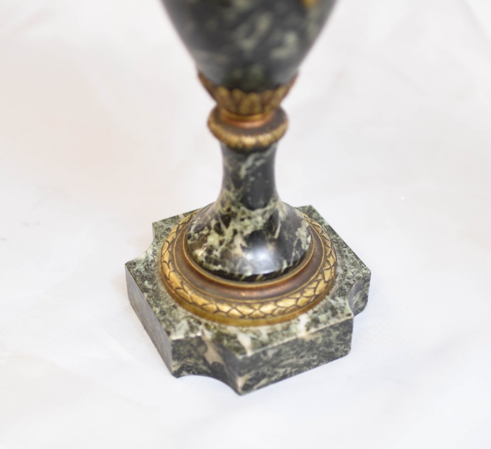 Pair French Marble Urns - Antique Empire Cassoulet Vases View X