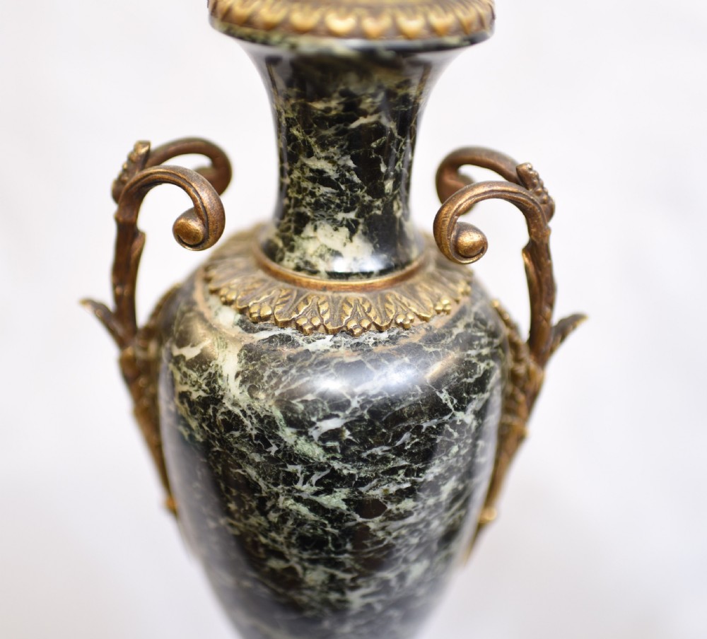 Pair French Marble Urns - Antique Empire Cassoulet Vases View XIV