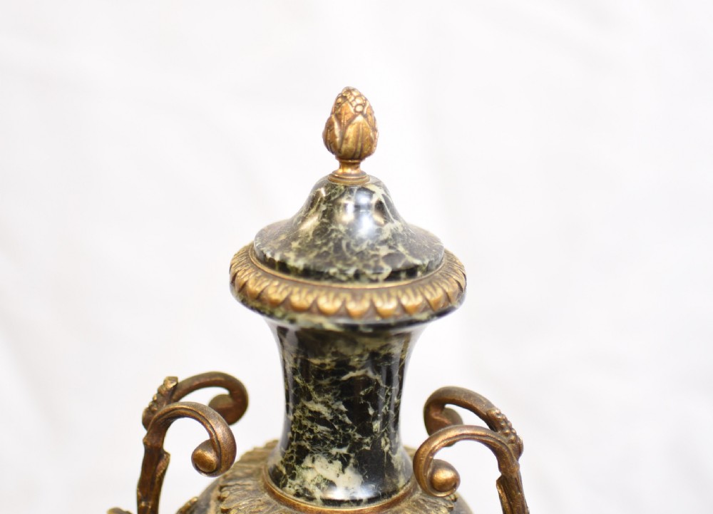 Pair French Marble Urns - Antique Empire Cassoulet Vases View XVI