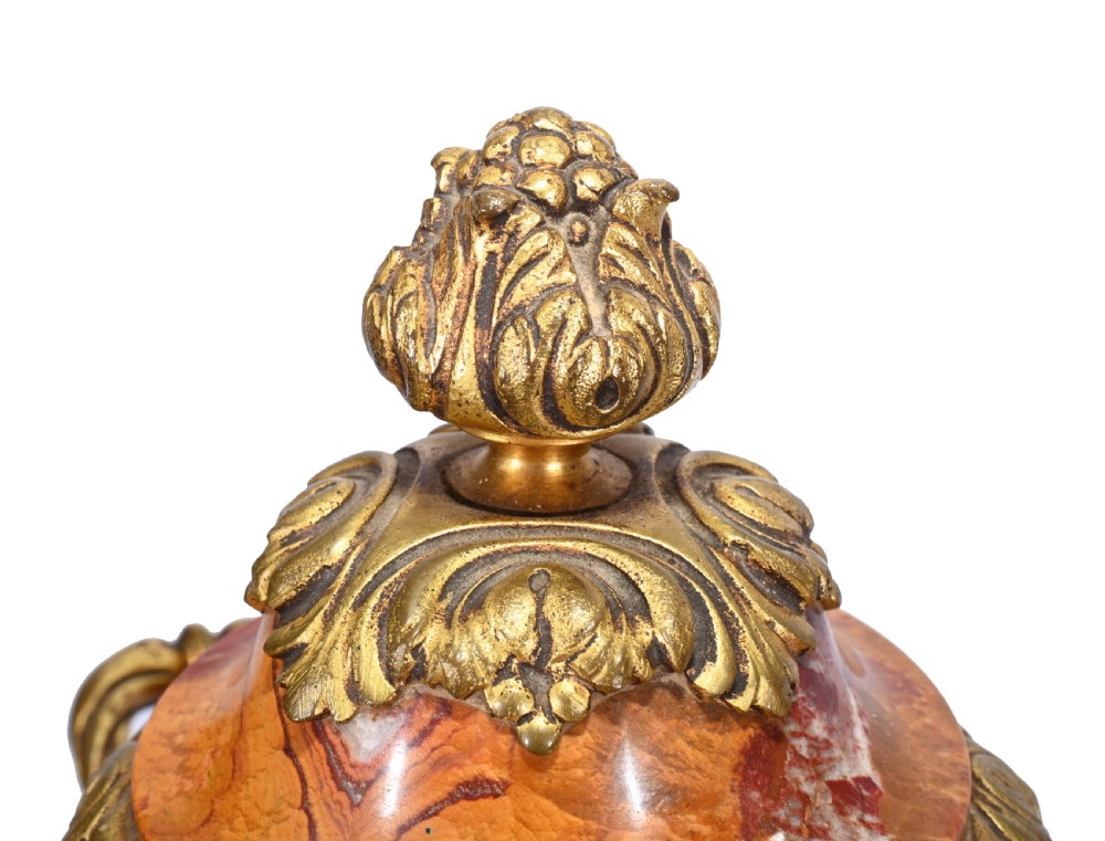 Pair French Marble Urns Amphora Cassolettes Empire 1890 View III