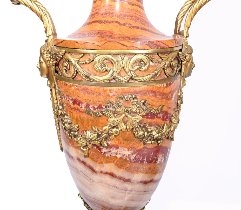 Pair French Marble Urns Amphora Cassolettes Empire 1890 View V