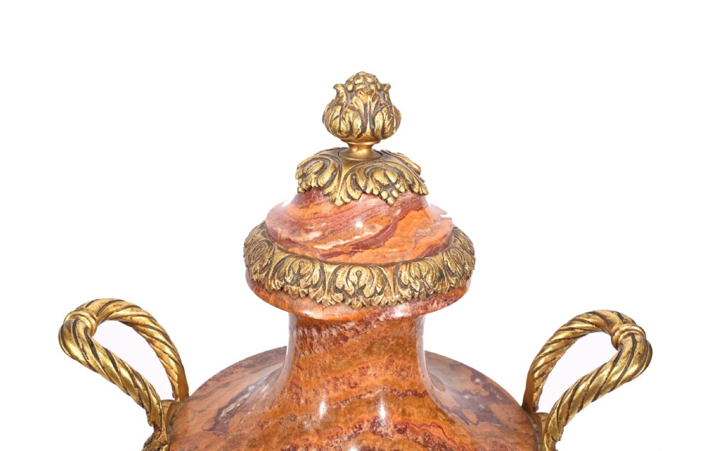 Pair French Marble Urns Amphora Cassolettes Empire 1890 View VII