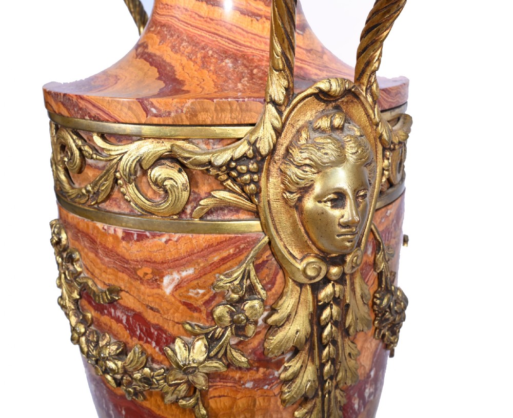 Pair French Marble Urns Amphora Cassolettes Empire 1890 View X