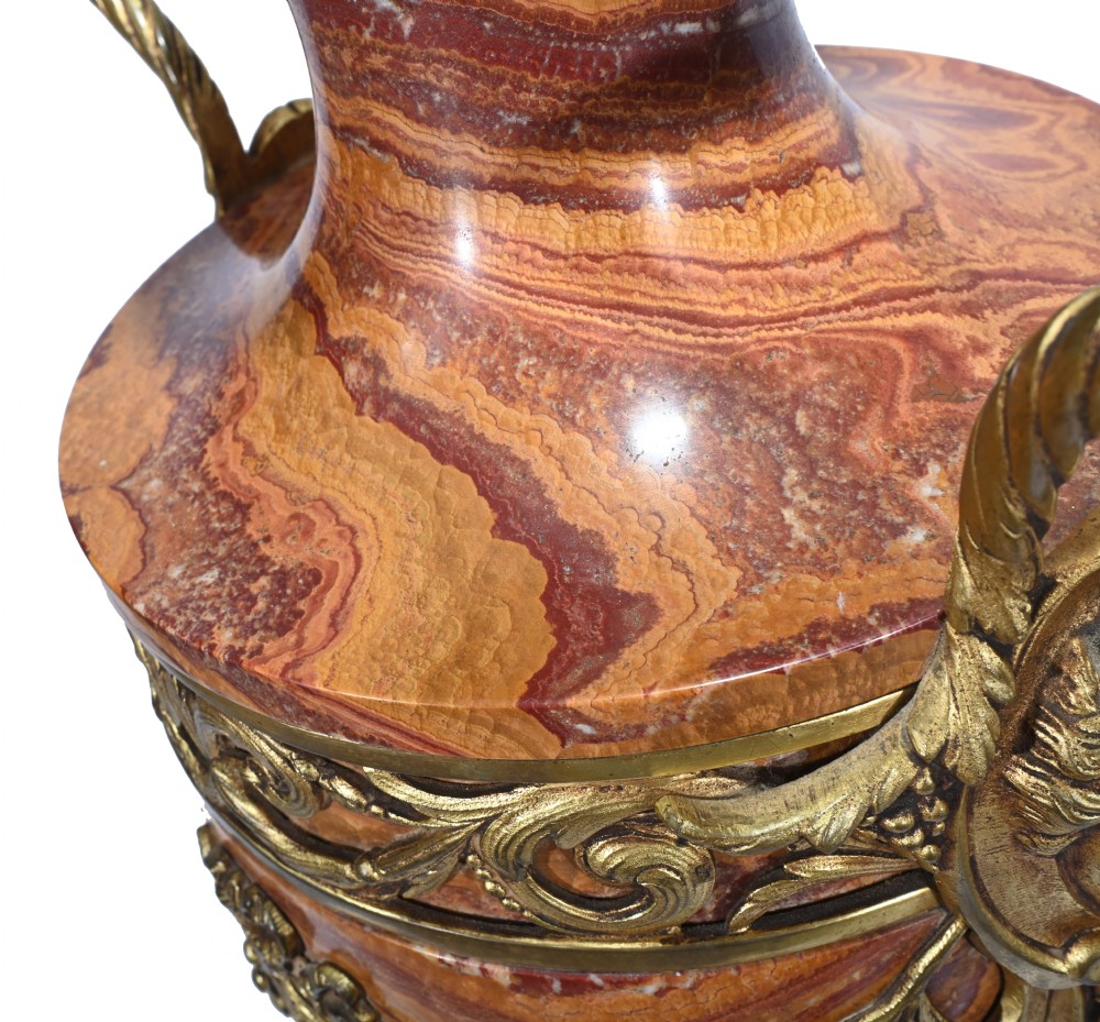 Pair French Marble Urns Amphora Cassolettes Empire 1890 View XIII
